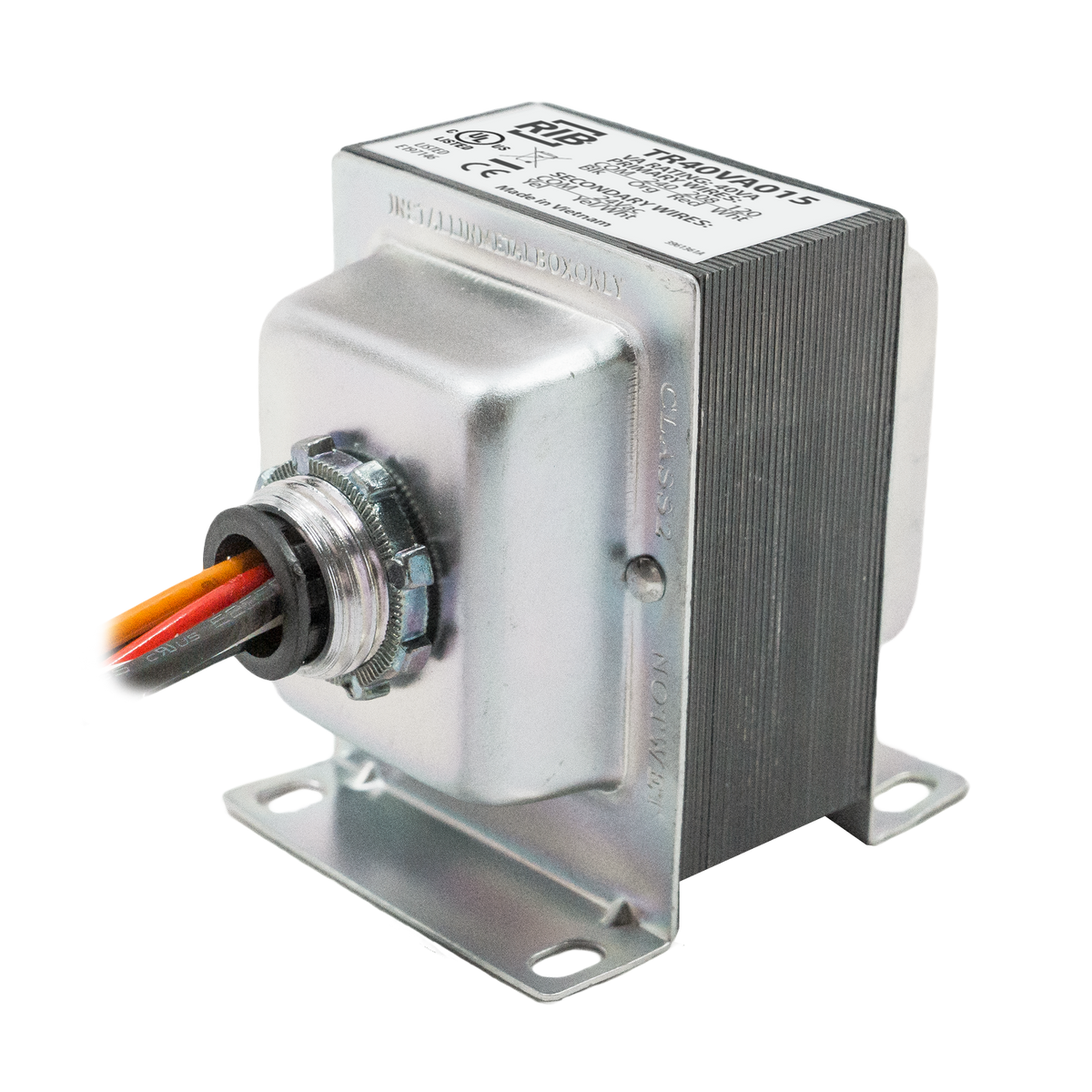 RIB Relays TR40VA015 Transformer 40va 120/208/240-24v Class Ii Ul Listed 1n + Foot With Plate