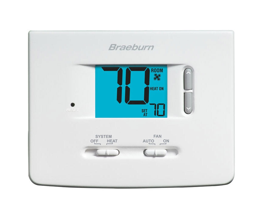 Braeburn 1025NC 24v Builder Series 2 Or 3 Wire Single Stage Dual Powered Heat Only Digital Non
