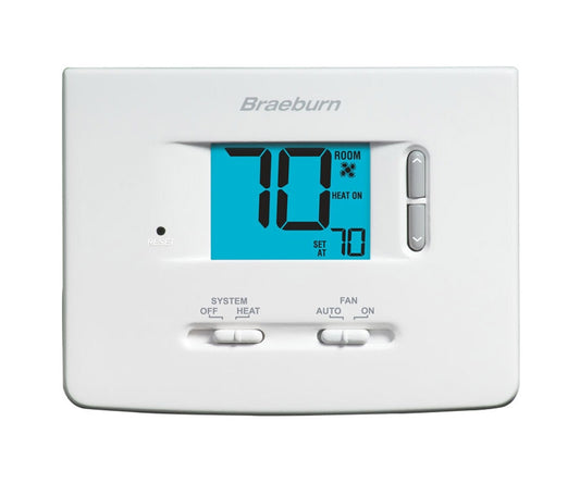 Braeburn 1025NC 24v Builder Series 2 Or 3 Wire Single Stage Dual Powered Heat Only Digital Non