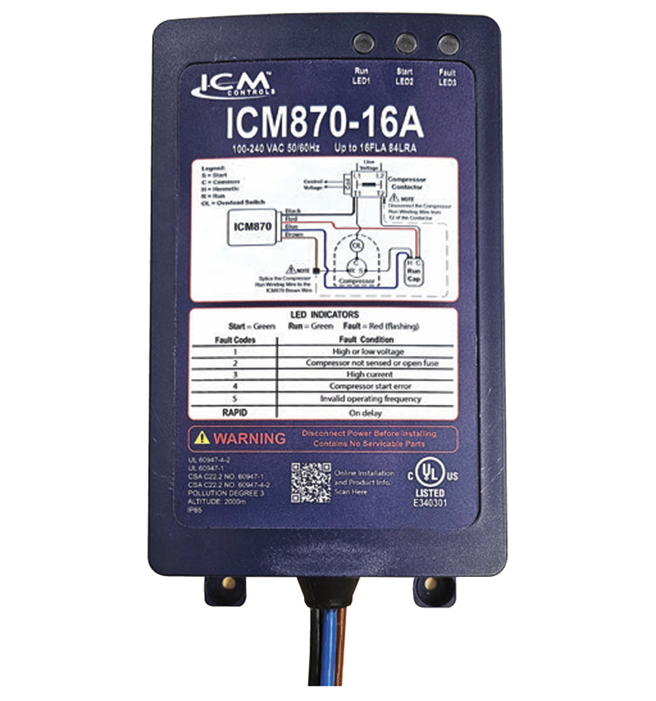 ICM Controls ICM870-16A 120/240VAC Soft Start With Built In Start Sapacitor In Sealed IP65 Enclosure;