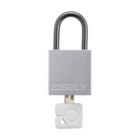 Brady CPAL-WHT-25AL-KD - Lockout Padlock, Keyed Different, Aluminum, Silver, 1 in Shackle Height, 1 1/4 in Body Width
