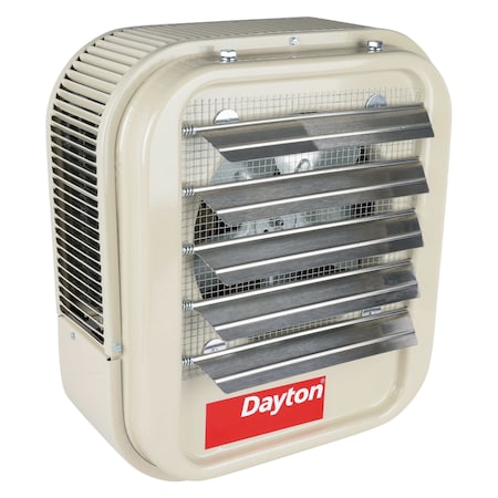 Dayton 804T01 - Fan Forced Electric Unit Heater, Wall & Ceiling, 3 Phase, 208/240 VAC, 11.2k W/15k W, 21-3/4 in H