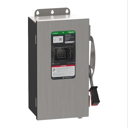 Schneider Electric VHU362NDSGL - Safety Switch, Nonfusible, 3 PST, Three Phase, NEMA 4 X, Indoor/Outdoor, 18-8 Stainless Steel
