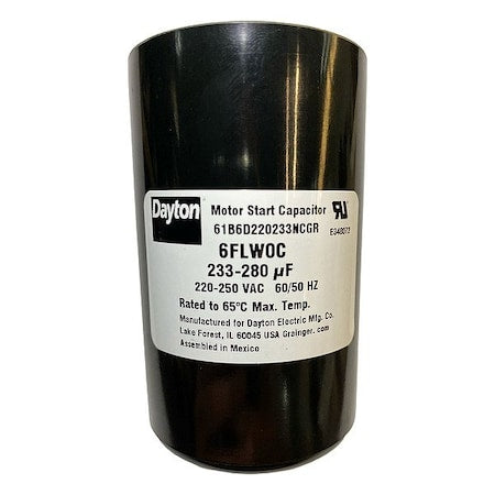 Dayton 6FLW0 - Motor Start Capacitor, Round