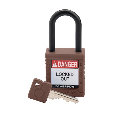 Brady SDPL-BRN-38PL-KD - Velocity Lockout Padlocks Nylon 1.5in Clearance KD Plastic Shackle Brown
