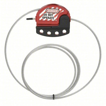 Master Lock S806CBL3 - Adjustable Cable Lockout, 3 ft L, 4 Locks Max, Red, Includes Cable