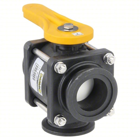 Banjo MV220BLSH - Manual 3-Way Ball Valve,2",Polypro