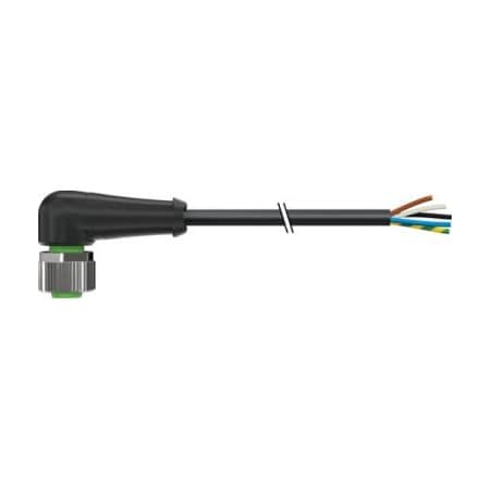 Murrelektronik 7000-12361-6150500 - Cordset,Right Angle,M12,Black,22 AWG,4 A