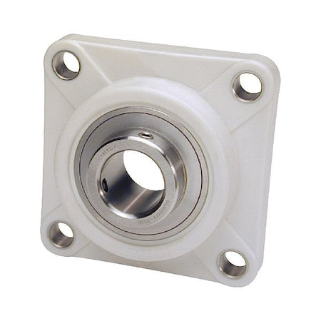 Iptci SUCTF206-19 IP69K - 4 Holes, Flange Bracket Housing, 4 Bolt Flange Bearing, Radial Ball, 1-3/16 in Dia, PBT Plastic, Set Screw