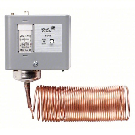 Johnson Controls A70HA-14C - Line Voltage Mechanical Thermostat, Heat or Cool,15 to 55 F,Screwdriver,120 to 600 V AC,Manual Reset