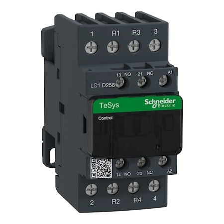 Schneider Electric LC1D258U7 - IEC Magnetic Contactor, 1 NC/1 NO, 240 V AC, 4 P, Non-Reversing, Screw Clamp