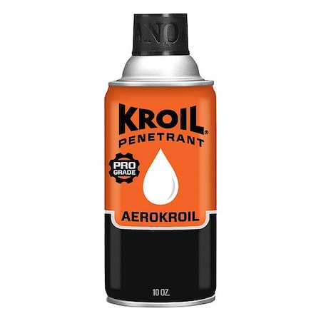 Kroil KS102C - Penetrating Lubricant, 10 oz, Aerosol Spray Can, Petroleum Distillates Base, 270 Degrees F Max Op Temp, Not Rated, Red