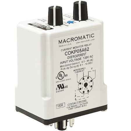 Macromatic COKP05A62-G - Monitor Relay, 10 A, 120 VAC, 8 Pins