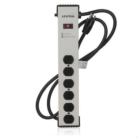 Leviton 5100-IS2 - Outlet Strip, Beige, 2 in, 6 Outlets