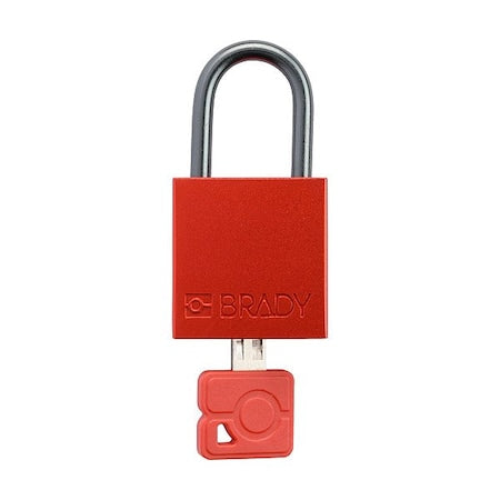 Brady CPAL-RED-25ST-KD - Lockout Padlock, Keyed Different, Aluminum, Red, 1 in Shackle Height, 1 1/4 in Body Width