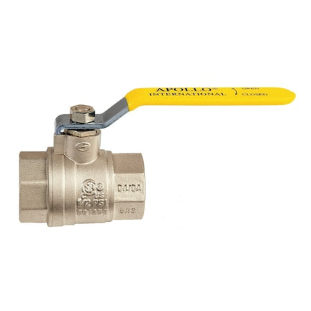 Apollo Valves 94A10301 - Ball Valve, 1/2 in Pipe, Full Port, 600 psi CWP, Lever Handle, FNPT, Chrome Plated Brass