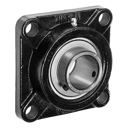 Timken UCF212-38 - 4 Holes, Square Housing, Flange Mount Bearing, Radial Ball, 2-3/8 in Dia, Cast Iron, Set Screw