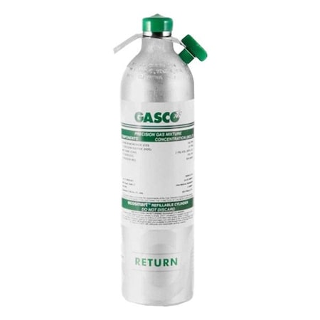 Gasco 58ES-252-3 - Calibration Gas, Chlorine/Nitrogen, 58 L, C-10 Connection, +/-5% Accuracy, 1,000 psi Max. Pressure
