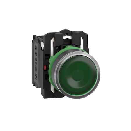 Schneider Electric XB5AW33B5 - Illuminated Push Button, Flush, Momentary Action, Not Applicable Release, Illuminated, Green