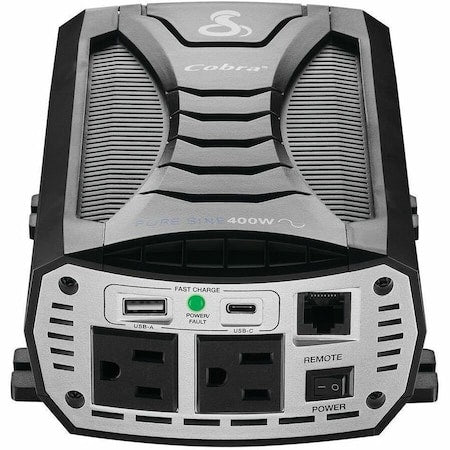Cobra CPI400PSW - Power Inverter, Pure Sine Wave, 800 W Peak, 400 W Continuous, 4 Outlets