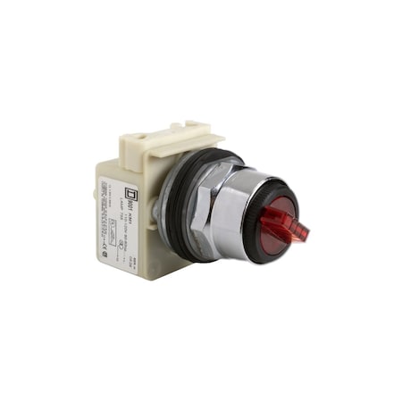Schneider Electric 9001K11J1R - Illuminated selector switch head, Harmony 9001 K, metal, standard handle, red, 30mm, 2 positions, stay put, 110-120 V