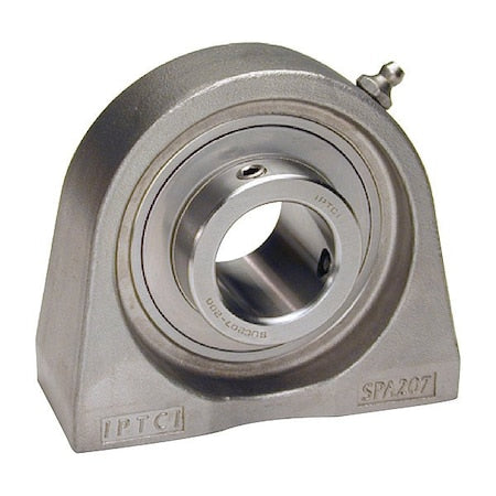 Iptci SUCSPA210-50MM IP69K - Pillow Block Bearing, Stainless Steel Housing Material, Set Screw, Ball, 50 mm Dia, Stainless Steel Insert Material