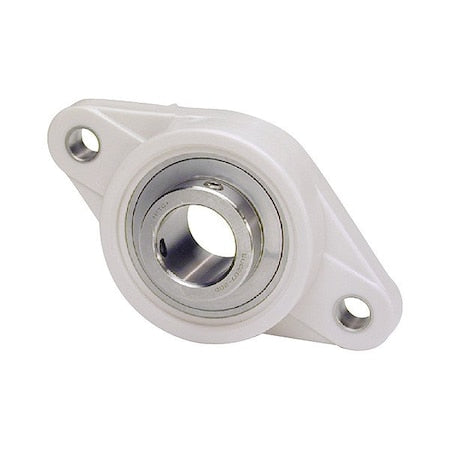 Iptci SUCTFL201-8 IP69K - 2 Holes, Flange Bracket Housing, Flange Mount Bearing, Radial Ball, 1/2 in Dia, PBT Plastic, Set Screw