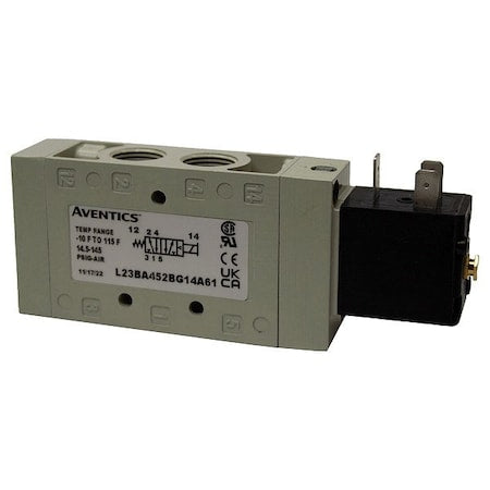 Aventics L23BA452B000061 - Solenoid Air Con Valve,Four-Way,150 psi