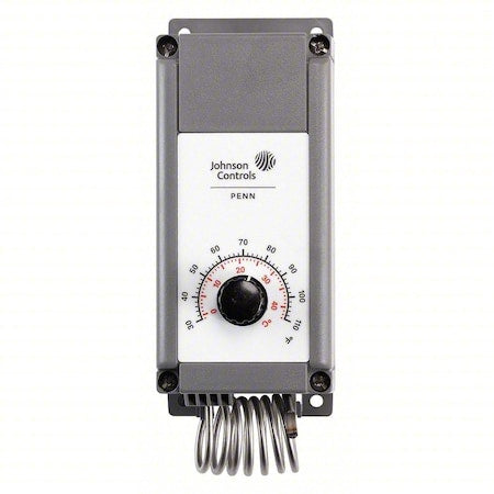Johnson Controls A19PRC-1C - Line Voltage Mechanical Thermostat, Heat or Cool, 30 to 110 F, Knob, 24 to 277 V AC, 1 C, 1 H