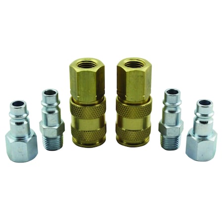 Milton S-217 - V Style Coupler and Plug Kit, 6 Pieces, Brass