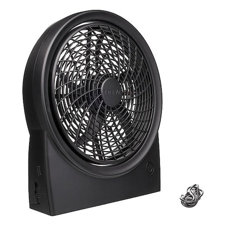 Treva/O2Cool FD10B25A - Cooling Fan,10in Dia,Black,Mobile,Battery