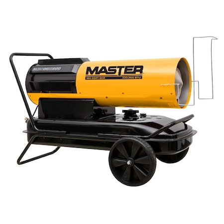 Master MH-220T-SDR - Portable Oil and Kerosene Torpedo Heater, 222000 Btu H, Diesel, Kerosene, 685 cfm, 13 gal