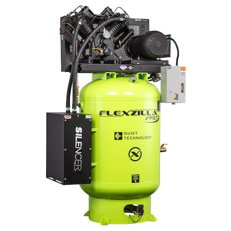 Flexzilla FXS10V120V1 - Air Compressor w/Silencer, Station, 5 HP, 120 Gallon