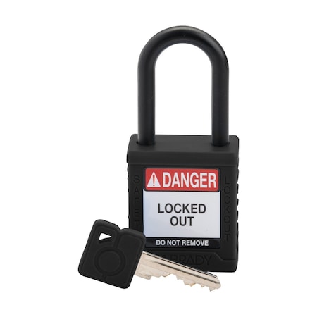 Brady SDPL-BLK-38PL-KD - Velocity Lockout Padlocks Nylon 1.5in Clearance KD Plastic Shackle Black