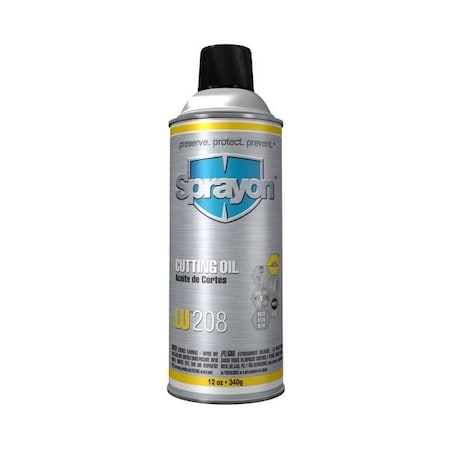 Sprayon SC0208000 - Cutting Oil, LU 208, Straight Oil, 14 fl oz, Aerosol Spray Can, Light Amber