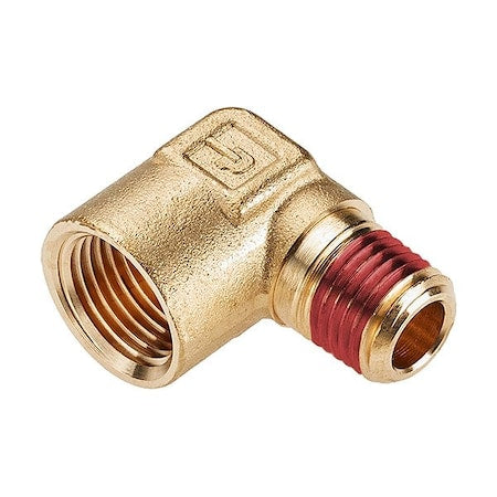 Parker VS1202P-6-4 - 90 Degrees Forged Elbow Brass Pipe Fitting, 3/8 in Female NPT X 1/4 in Male NPT