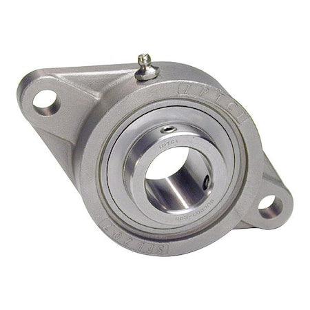Iptci SUCSFL208-40MM - 2 Holes, Flange Bracket Housing, Flange Mount Bearing, Radial Ball, 40 mm Dia, Stainless Steel, Set Screw