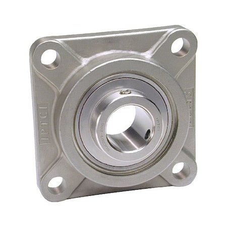 Iptci SUCSF204-20MM IP69K - 4 Holes, Flange Bracket Housing, 4 Bolt Flange Bearing, Radial Ball, 20 mm Dia, Stainless Steel, Set Screw