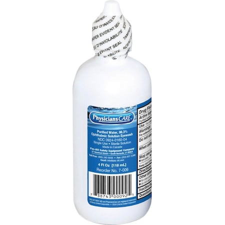 Physicianscare 7-006 - Single Use Eyewash Bottle, 4 oz, Easy Flow Nozzle, Opthalmic Solution, 3 yr Shelf Life