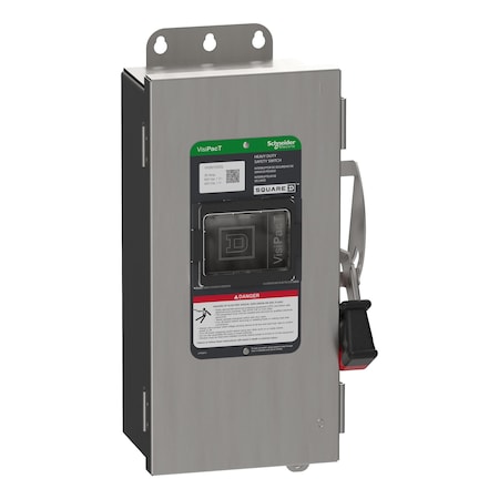 Schneider Electric VH361DSGL - Safety Switch, Fusible, 3 PST, Three Phase, NEMA 4 X, Indoor/Outdoor, 18-8 Stainless Steel