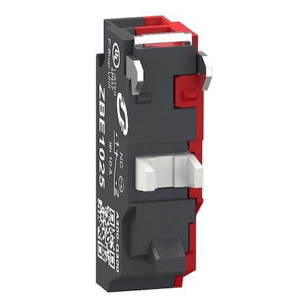 Schneider Electric ZBE1025 - Single contact block, Harmony XB4, Hamony XB5, silver alloy, compact push in terminals, 1 NC