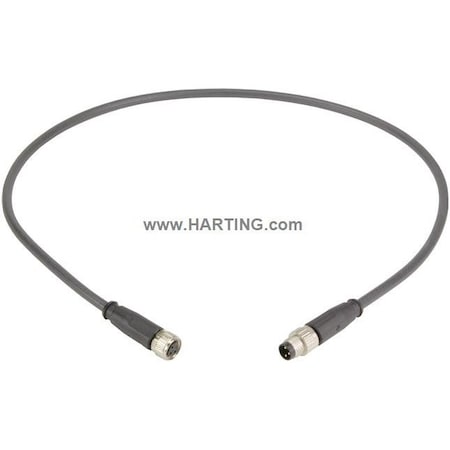 Harting 21348081388005 - Cordset,0.5 m Cable,PUR,Black