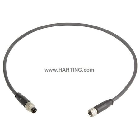 Harting 21348081489050 - Cordset,5 m Cable,PUR,Black
