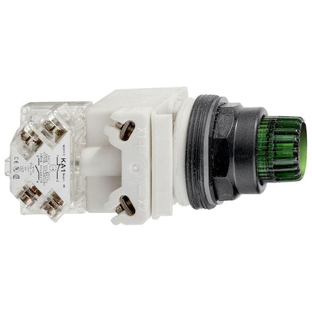 Schneider Electric 9001SK2L35LGG - Illuminated push-button head, Harmony 9001 SK, plastic, projecting, green, 30mm, spring return, LED green, 24-28 V