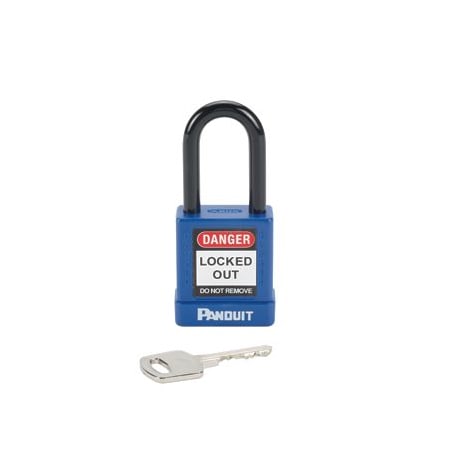 Panduit PSL-8BU - Safety Lockout Padlock, Aluminum, Blue, 1-1/2" Shackle Height, 1.58" Body Width