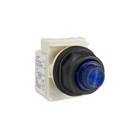 Square D 9001SKP38LLL31 - Pilot light, Harmony 9001 SK, plastic, polycarbonate, fresnel, blue, 30mm, LED blue, 120 V