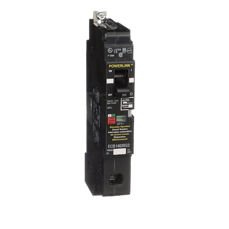 Square D ECB14020G3 - Molded Case Circuit Breaker, POWERLINK Series, 20 A, 1 Pole, 277/480 V AC, 65k A at 120 V AC