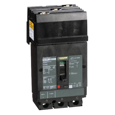 Square D HDA36080 - Molded Case Circuit Breaker, POWERPACT H Series, 80 A, 3 Pole, 600 V AC, 25k A at 240 V AC
