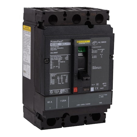 Square D HDL36060U31X - Molded Case Circuit Breaker, POWERPACT H Series, 60 A, 3 Pole, 600 V AC, 25k A at 240 V AC