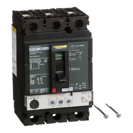 Square D HDL36100U31X - Molded Case Circuit Breaker, POWERPACT H Series, 100 A, 3 Pole, 600 V AC, 25k A at 240 V AC